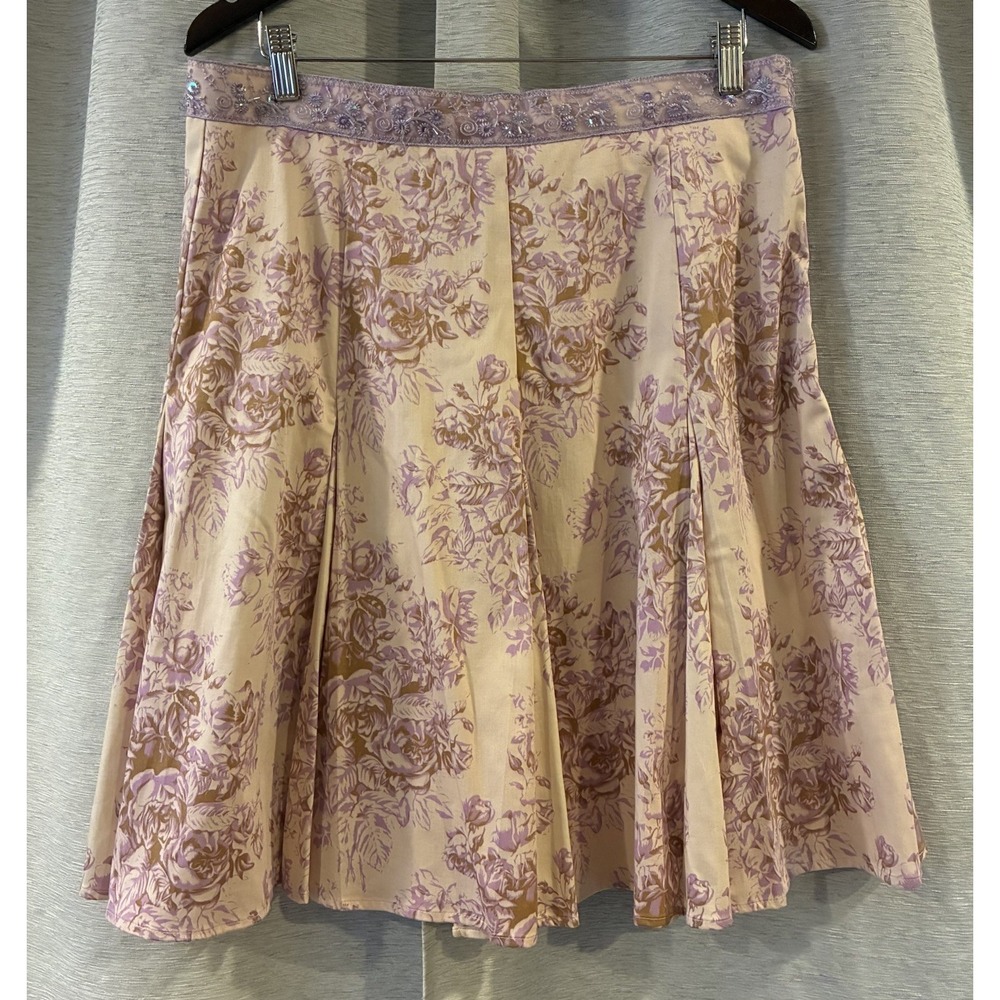 Y2K Boho Fairycore Floral Embroidered Flare Skirt Cottagecore Indie Size Large